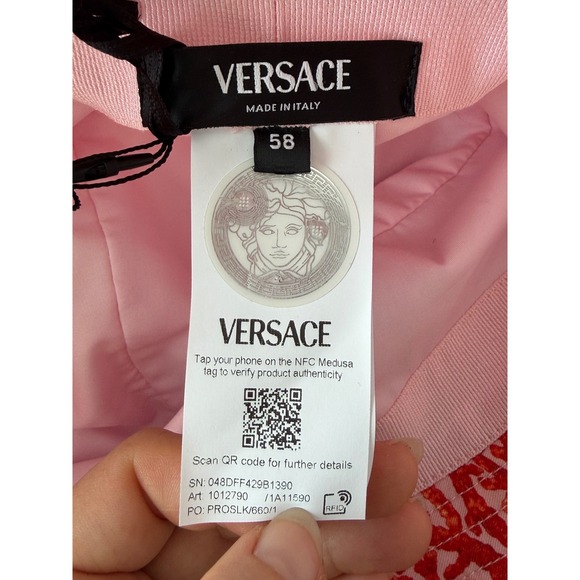 AUTHENTIC Versace Pink Tresor de la Mer Starfish Coral Bucket Hat Size 58 NWT main image 11